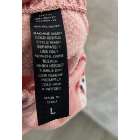 Planet Sleep Snowman PJ Pajama Set Winter Fleece Pink Size Large - Picture 9 of 9